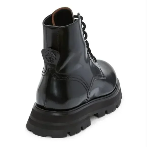Alexander McQueen Patent Leather Combat Ankle Boot Size 39 Black - Picture 5 of 10
